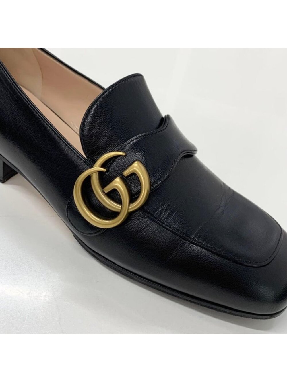 Gucci Leather Double G GG Marmont Loafers Black - Picture 10 of 11